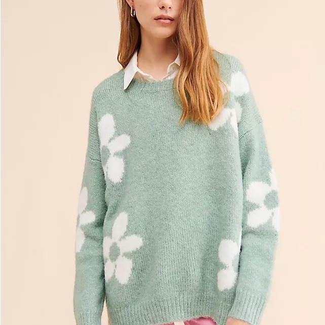 Floral Mint Crewneck Sweater